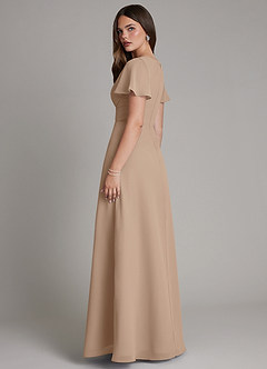 Azazie Kaya Robes de demoiselle d'honneur Robe Trapèze en Mousseline de soie Plissé Taupe image2