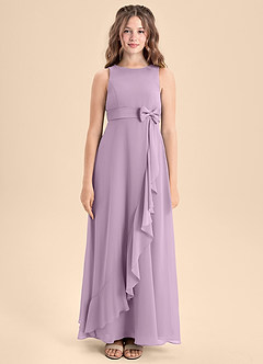 Azazie Lilenne Junior Abito A-Line in Chiffon Fiocco Glicine image5