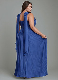 Azazie Stephanie Bridesmaid Dresses Royal Blue A-Line Pleated Stretch Satin Dress image16