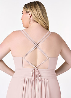 Azazie Farren Brautjungfernkleider Wandelbar A-Linie Plissee Chiffon Kleid Zartrosa image13
