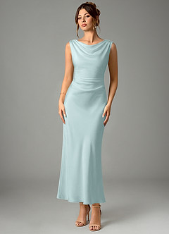 Azazie Kieryn Brautjungfernkleider Meerjungfrau-Linie Plissee Stretch-Satin Kleid Seegrün image1