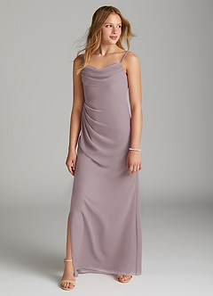Azazie Mai Junior Dusk Sheath Pleated Chiffon Dress image3