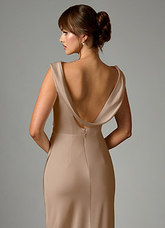 Azazie Kieryn Bridesmaid Dresses Taupe Mermaid Pleated Stretch Satin Dress image2