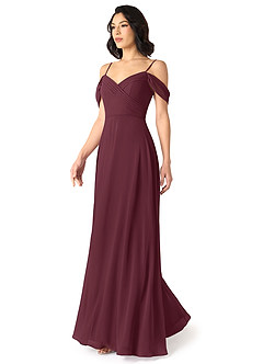 Azazie Tancie Jurken voor bruidsmeisjes Converteerbaar Jurk van Chiffon met A-Lijn Off the Shoulder Cabernet image3
