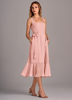 Azazie Deb Bridesmaid Dresses Rosette A-Line with Pockets Chiffon Convertible Dress image3
