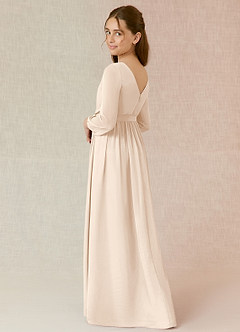 Azazie Angelica Junior White Alabaster A-Line Pleated Chiffon Dress image2