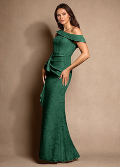 Azazie Hamptons Venta Final Vestido de Verde Oscuro de Devorado Floral de Corte en A con Plisado image2