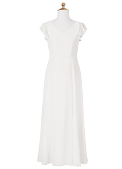 Azazie Claudine Junior White A-Line Pleated Chiffon Dress image5
