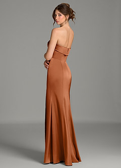 Azazie Helena Brautjungfernkleider Meerjungfrau-Linie Schulterfrei Stretch-Satin Kleid Kupfer image6