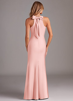 Azazie Doretta Bridesmaid Dresses Powder Pink Mermaid Pleated Stretch Satin Dress image3