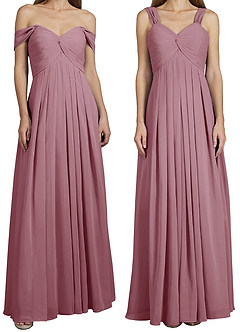 Azazie Kaitlynn Bridesmaid Dresses Vintage Mauve Empire Ruched Chiffon Convertible Dress image8