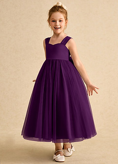 Azazie Chickadee Vestidos de florista Vestido Uva de Cetim fosco de Vestido de baile com Decote em coração image2