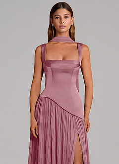 Azazie Stephanie Bridesmaid Dresses Vintage Mauve A-Line Pleated Stretch Satin Dress image6