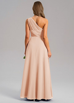 Azazie Phaedra Bridesmaid Dresses English Rose A-Line One Shoulder Chiffon Dress image2