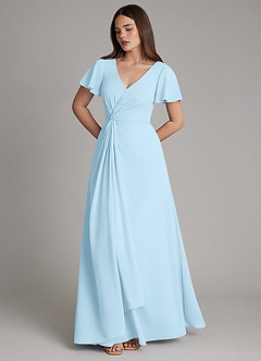 Azazie Kaya Bridesmaid Dresses Sky Blue A-Line Pleated Chiffon Dress image5