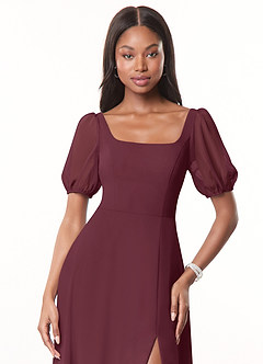 Azazie Alani Bridesmaid Dresses Cabernet A-Line Square Neckline Chiffon Dress image5