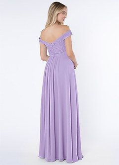 Azazie Audrianna Bridesmaid Dresses Lilac A-Line Off-The-Shoulder Gathered Chiffon Convertible Dress image4