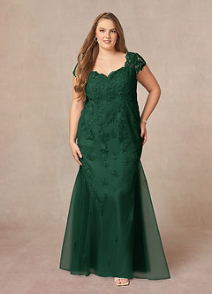 Azazie Marbella Mother of the Bride Dresses Dark Green Mermaid Queen Anne Sequins Lace Dress image8