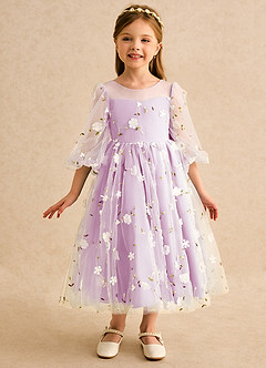 Azazie Elowen Flower Girl Dresses Candy Pink A-Line Sweetheart Neckline Lace Dress image3