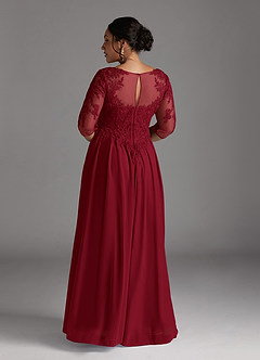 Azazie Harriet Mother of the Bride Dresses Burgundy A-Line Scoop lace Mesh Dress image11