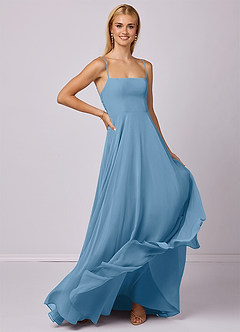 Barbie ♥ Azazie Bridesmaid Dresses Steel Blue A-Line Chiffon Dress image3
