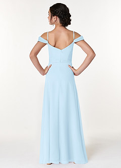 Azazie Alivia Junior Sky Blue A-Line Off the Shoulder Chiffon Dress image2