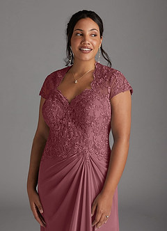 Azazie Junie Mother of the Bride Dresses Desert Rose A-Line Lace Chiffon Dress image4