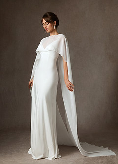 Azazie Caity Wedding Dresses Diamond White Fit and Flare Crepe Back Satin Dress image3