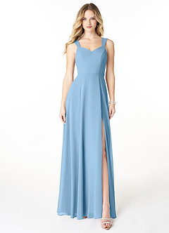 Azazie Julie Bridesmaid Dresses Steel Blue A-Line Sweetheart Neckline Chiffon Dress image1