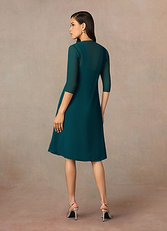 Azazie Olivia Mother of the Bride Dresses Pine A-Line Square Neckline Pleated Chiffon Dress image2