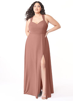 Azazie Jane Bridesmaid Dresses Cedar Rose A-Line V-Neck Pleated Chiffon Dress image6