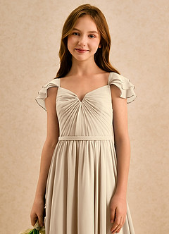 Azazie Meimei Girls Formal Flower Girl Klänningar Klä A-Line i Chiffong Plisserad image6