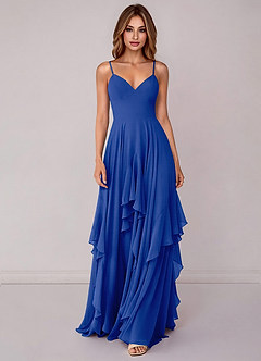 Azazie Zaina Bridesmaid Dresses Royal Blue A-Line Chiffon Dress image4