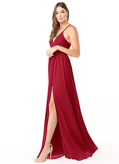 Azazie Aaida Bridesmaid Dresses Scarlet A-Line Corset Chiffon Dress image4