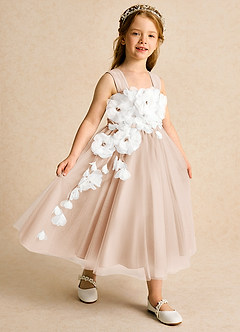 Azazie Dovey Flower Girl Dresses English Rose Ball-Gown Bow Tulle Dress image6