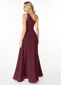 Azazie Dallas Bridesmaid Dresses Cabernet A-Line One Shoulder Chiffon Dress image2
