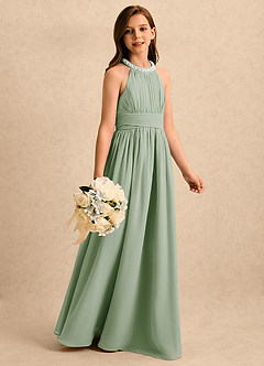 Azazie Aria Girls Formal Flower Girl Klänningar Klä A-Line i Chiffong Plisserad image3