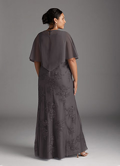 Azazie Whilhelmina Mother of the Bride Dresses Steel Grey Mermaid Lace Chiffon Dress image13