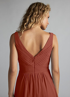 Azazie Grace Bridesmaid Dresses Auburn A-Line Pleated Chiffon Dress image6
