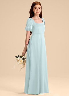 Azazie Briar Junior Robe Trapèze en Satin extensible Arc Verre De Mer image4