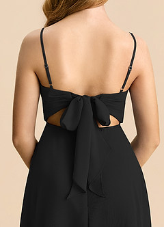 Azazie Shale Black A-Line Bow Chiffon Dress image6
