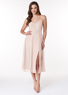 Azazie Clarissa Bridesmaid Dresses Rose Petal A-Line V-Neck Chiffon Dress image1