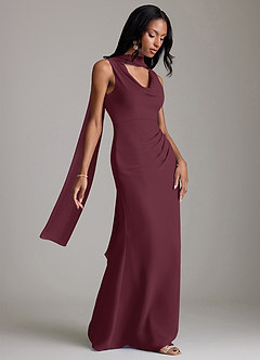 Azazie Linelle 신부 들러리 드레스 인어 주름진 쉬폰 바닥 길이 드레스 image8