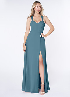 Azazie Jane Final Sale Bermuda A-Line V-Neck Pleated Chiffon Dress image1
