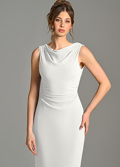 Azazie Kieryn Bridesmaid Dresses White Mermaid Pleated Chiffon Dress image6