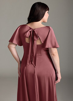 Azazie Kimber Bridesmaid Dresses Amethyst A-Line Ruched Stretch Satin Dress image12