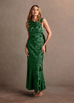 Bellini Hunter Green Jacquard Satin Maxi Dress image1