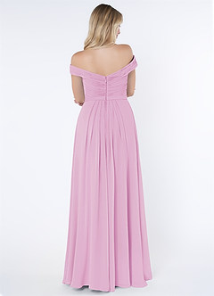 Azazie Audrianna Robes de demoiselle d'honneur Robe Trapèze Convertible en Mousseline de soie Schulterfrei gerafft Rose Bonbon image3