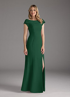 Azazie Cupid Final Sale Dark Green A-Line Boatneck Lace Chiffon Dress image3