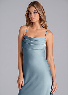 Azazie Seema Bridesmaid Dresses Dusty Blue Mermaid Corset Stretch Satin Dress image2